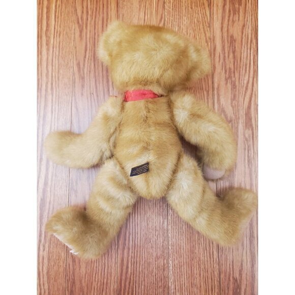Boyds Bear Stuffed Animal Plush Bear Red Bow Teddy Bear Pellet Filled Sits EUC - Picture 9 of 13